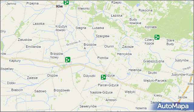 mapa Piotrów gmina Iłów, Piotrów gmina Iłów na mapie Targeo