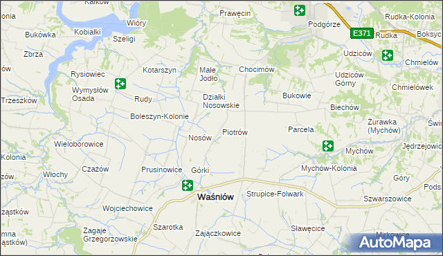 mapa Piotrów gmina Waśniów, Piotrów gmina Waśniów na mapie Targeo