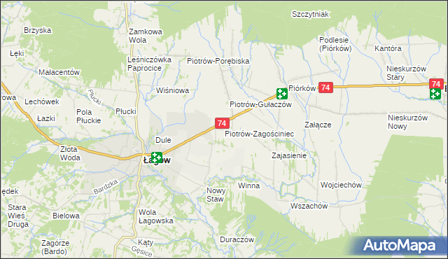mapa Piotrów-Zagościniec, Piotrów-Zagościniec na mapie Targeo