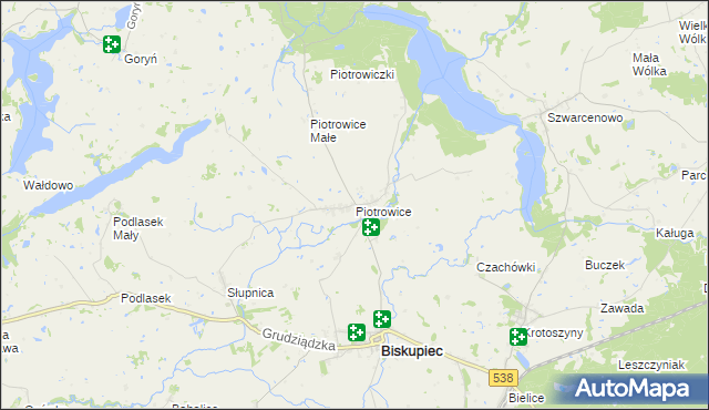 mapa Piotrowice gmina Biskupiec, Piotrowice gmina Biskupiec na mapie Targeo