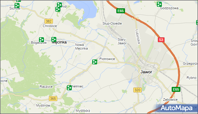 mapa Piotrowice gmina Męcinka, Piotrowice gmina Męcinka na mapie Targeo