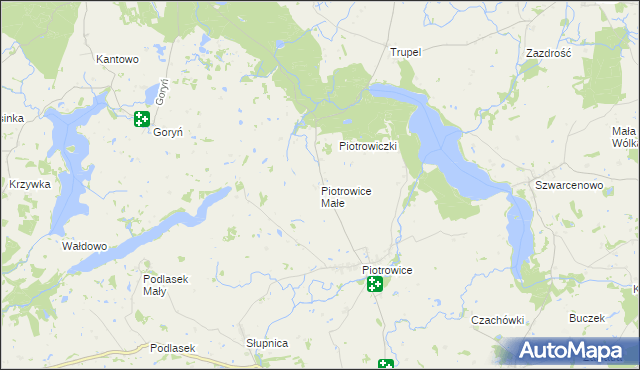 mapa Piotrowice Małe gmina Biskupiec, Piotrowice Małe gmina Biskupiec na mapie Targeo