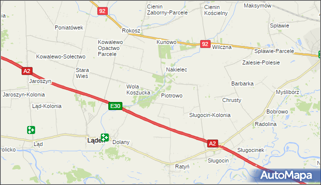 mapa Piotrowo gmina Lądek, Piotrowo gmina Lądek na mapie Targeo