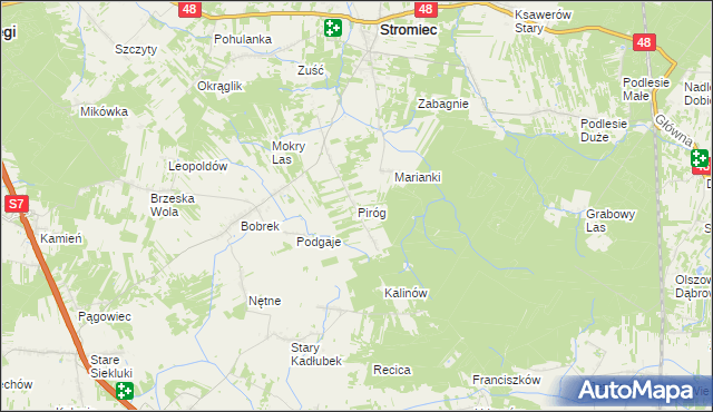 mapa Piróg gmina Stromiec, Piróg gmina Stromiec na mapie Targeo