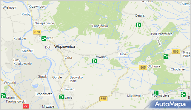 mapa Piwoda, Piwoda na mapie Targeo