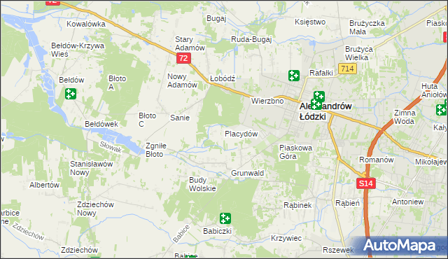 mapa Placydów, Placydów na mapie Targeo