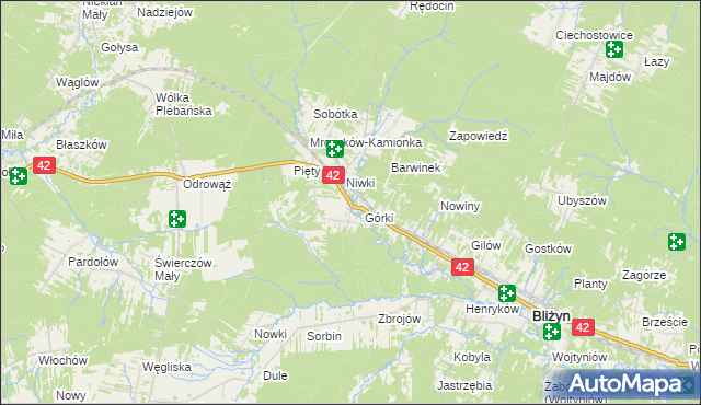 mapa Płaczków, Płaczków na mapie Targeo