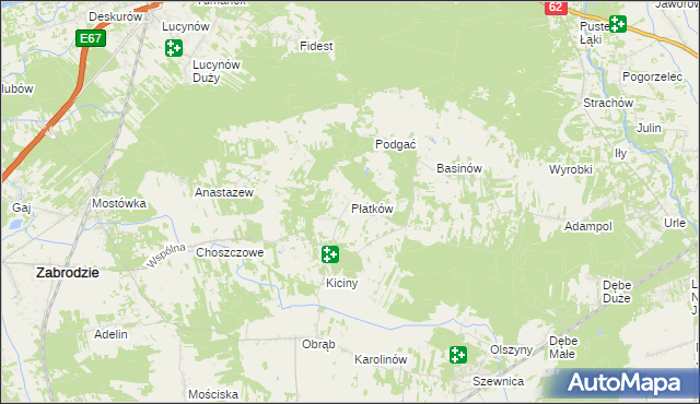 mapa Płatków gmina Zabrodzie, Płatków gmina Zabrodzie na mapie Targeo