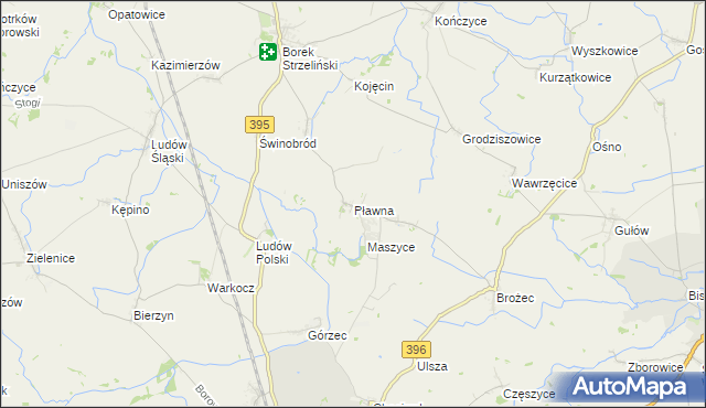 mapa Pławna gmina Strzelin, Pławna gmina Strzelin na mapie Targeo