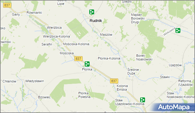 mapa Płonka-Kolonia, Płonka-Kolonia na mapie Targeo