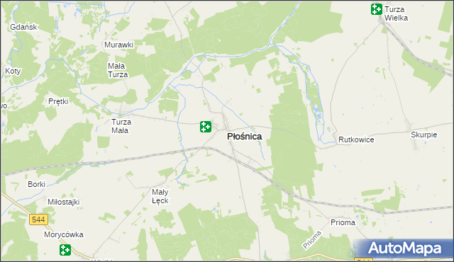 mapa Płośnica, Płośnica na mapie Targeo