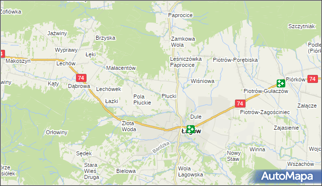 mapa Płucki, Płucki na mapie Targeo