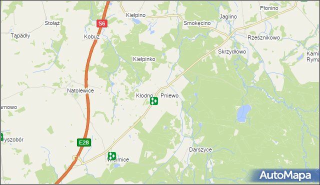 mapa Pniewo gmina Płoty, Pniewo gmina Płoty na mapie Targeo