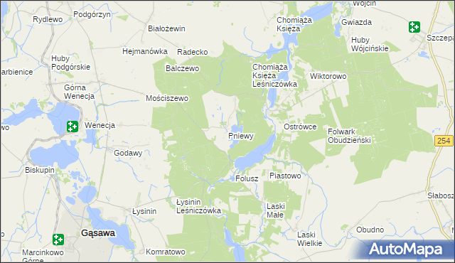 mapa Pniewy gmina Gąsawa, Pniewy gmina Gąsawa na mapie Targeo