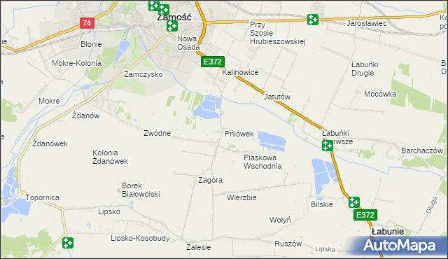 mapa Pniówek gmina Zamość, Pniówek gmina Zamość na mapie Targeo