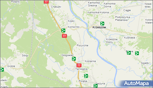 mapa Pocyrchle, Pocyrchle na mapie Targeo