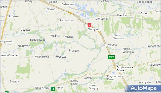 mapa Poczernin gmina Płońsk, Poczernin gmina Płońsk na mapie Targeo