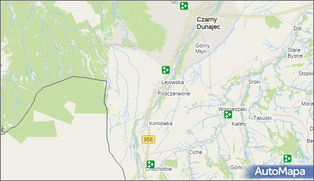 mapa Podczerwone, Podczerwone na mapie Targeo