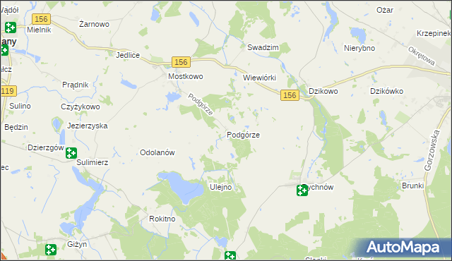 mapa Podgórze gmina Barlinek, Podgórze gmina Barlinek na mapie Targeo