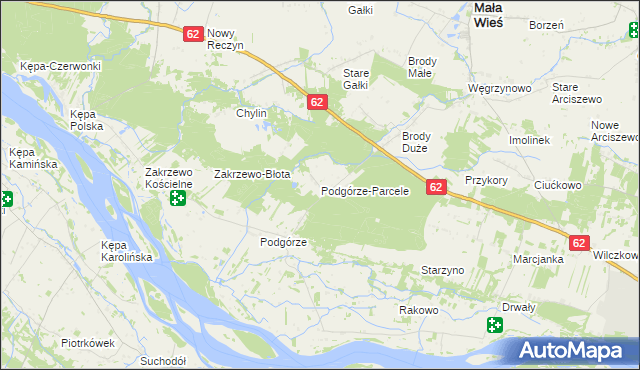 mapa Podgórze-Parcele, Podgórze-Parcele na mapie Targeo