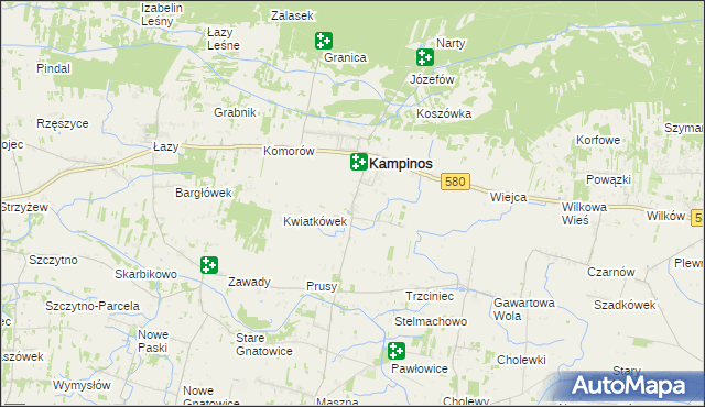 mapa Podkampinos, Podkampinos na mapie Targeo