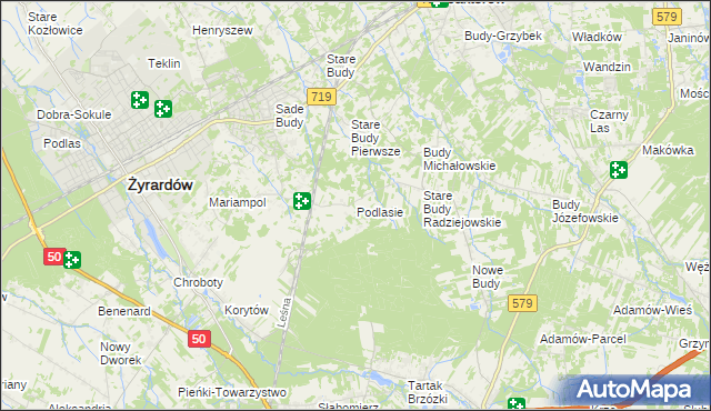 mapa Podlasie gmina Radziejowice, Podlasie gmina Radziejowice na mapie Targeo