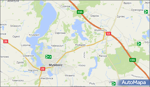 mapa Podłążek, Podłążek na mapie Targeo