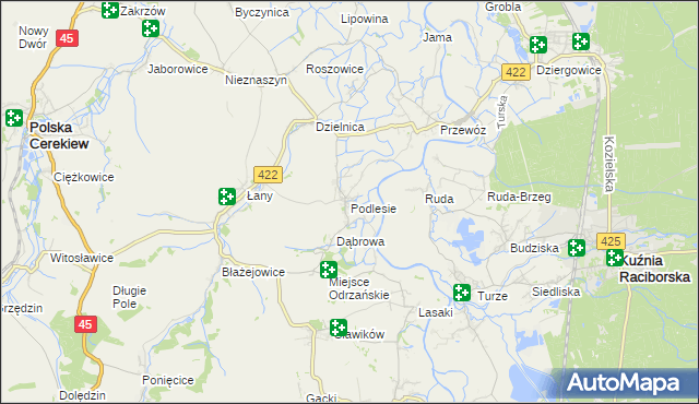 mapa Podlesie gmina Cisek, Podlesie gmina Cisek na mapie Targeo