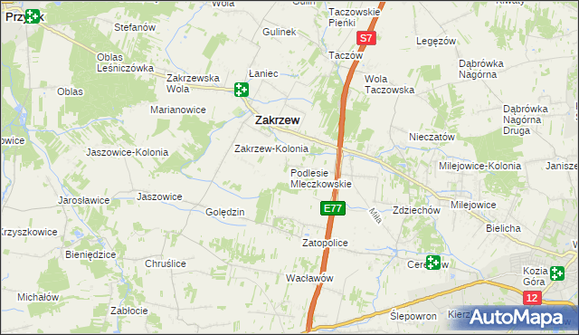 mapa Podlesie Mleczkowskie, Podlesie Mleczkowskie na mapie Targeo