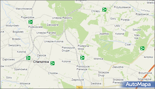 mapa Podleśna Wola, Podleśna Wola na mapie Targeo