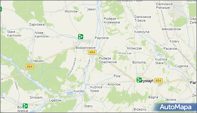 mapa Podłęże Szlacheckie, Podłęże Szlacheckie na mapie Targeo