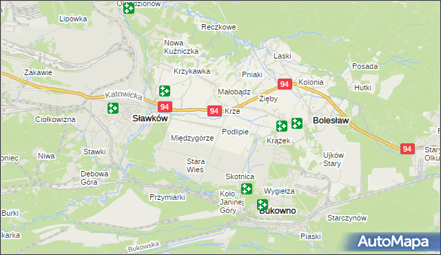 mapa Podlipie gmina Bolesław, Podlipie gmina Bolesław na mapie Targeo