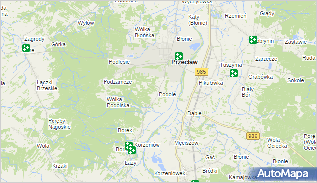 mapa Podole gmina Przecław, Podole gmina Przecław na mapie Targeo