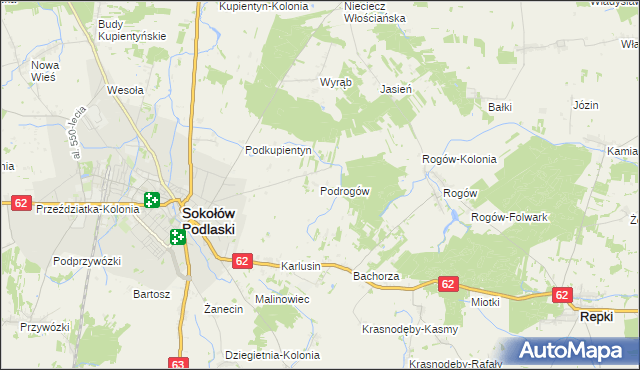 mapa Podrogów, Podrogów na mapie Targeo