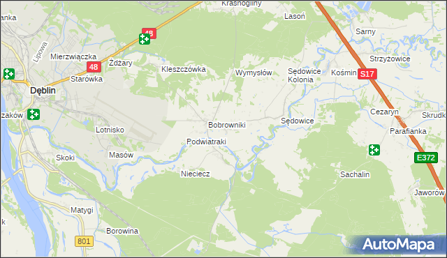 mapa Podwierzbie gmina Ryki, Podwierzbie gmina Ryki na mapie Targeo