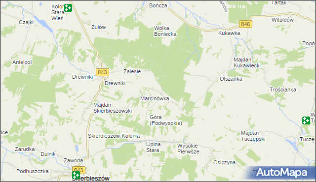 mapa Podwysokie gmina Skierbieszów, Podwysokie gmina Skierbieszów na mapie Targeo