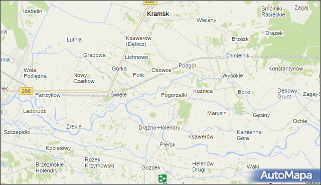 mapa Pogorzałki gmina Kramsk, Pogorzałki gmina Kramsk na mapie Targeo