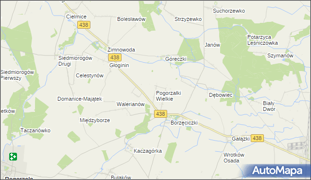 mapa Pogorzałki Wielkie, Pogorzałki Wielkie na mapie Targeo