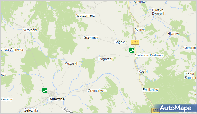 mapa Pogorzel gmina Sokołów Podlaski, Pogorzel gmina Sokołów Podlaski na mapie Targeo