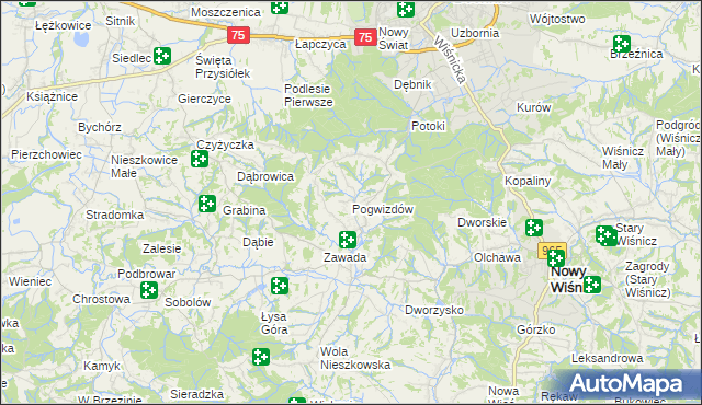 mapa Pogwizdów gmina Bochnia, Pogwizdów gmina Bochnia na mapie Targeo