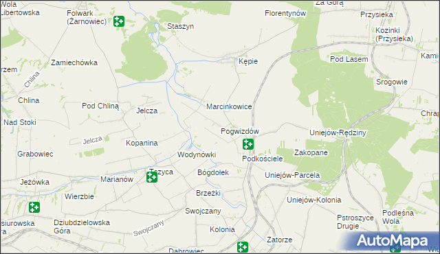 mapa Pogwizdów gmina Charsznica, Pogwizdów gmina Charsznica na mapie Targeo