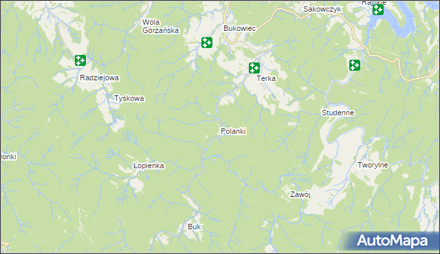 mapa Polanki gmina Solina, Polanki gmina Solina na mapie Targeo