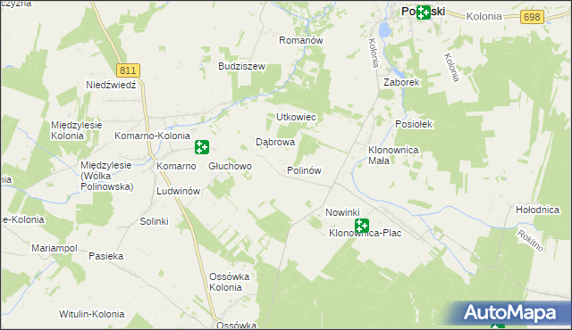 mapa Polinów, Polinów na mapie Targeo