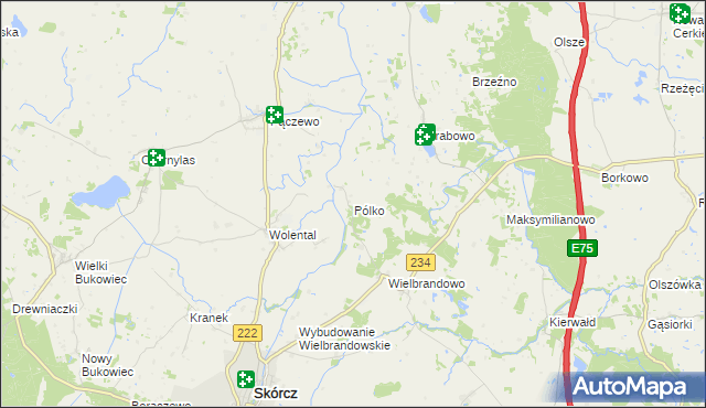 mapa Pólko gmina Skórcz, Pólko gmina Skórcz na mapie Targeo