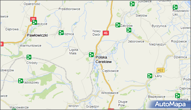 mapa Polska Cerekiew, Polska Cerekiew na mapie Targeo