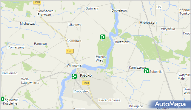 mapa Polska Wieś gmina Kłecko, Polska Wieś gmina Kłecko na mapie Targeo