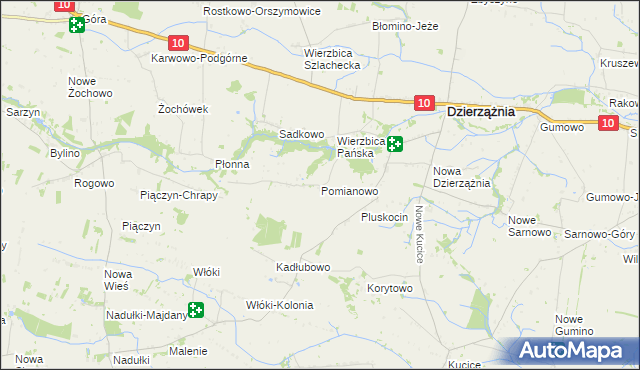 mapa Pomianowo gmina Dzierzążnia, Pomianowo gmina Dzierzążnia na mapie Targeo