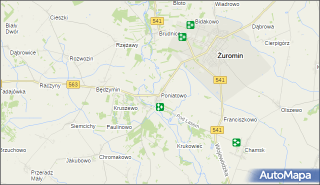 mapa Poniatowo gmina Żuromin, Poniatowo gmina Żuromin na mapie Targeo