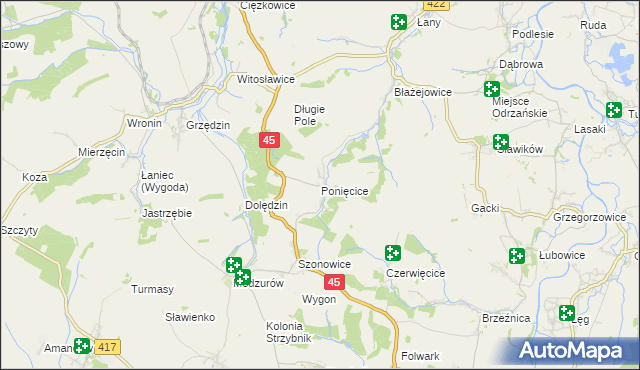 mapa Ponięcice, Ponięcice na mapie Targeo