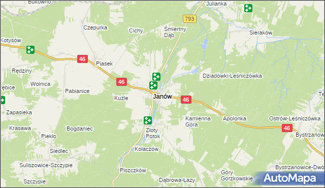 mapa Ponik gmina Janów, Ponik gmina Janów na mapie Targeo